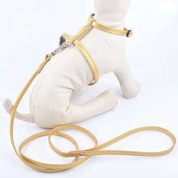 

Cat Harness And Leash Adjustable Pu Leather Pet Traction Cat Kitten Halter Collar Cats Products For Pet Harness Belt 12Colors
