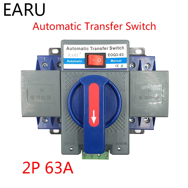 2P 63A Dual Power Automatic Transfer Switch Generator Changeover Switch