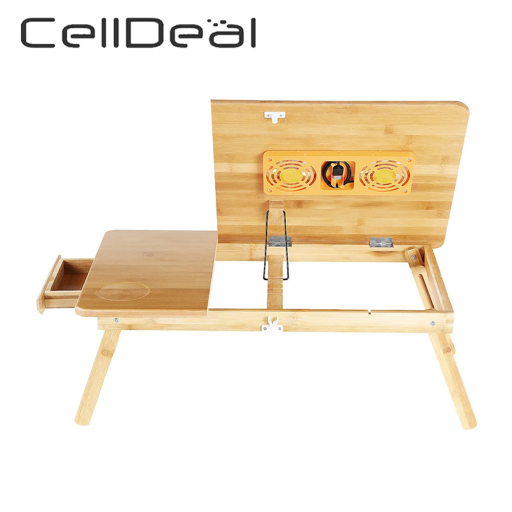 CellDeal Adjustable Foldable Laptop Desk Notebook Bamboo Table Stand Tray Bed Small Table Tray Table Living Room Coffee Table