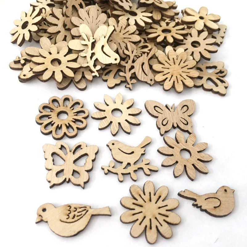 50/100Pcs Рождественская елка деревянный декор Подвески Рождественское украшение Санты для дома Клаус с принтом «Снеговик» и «олень», Рождественская деревянный декор Noel