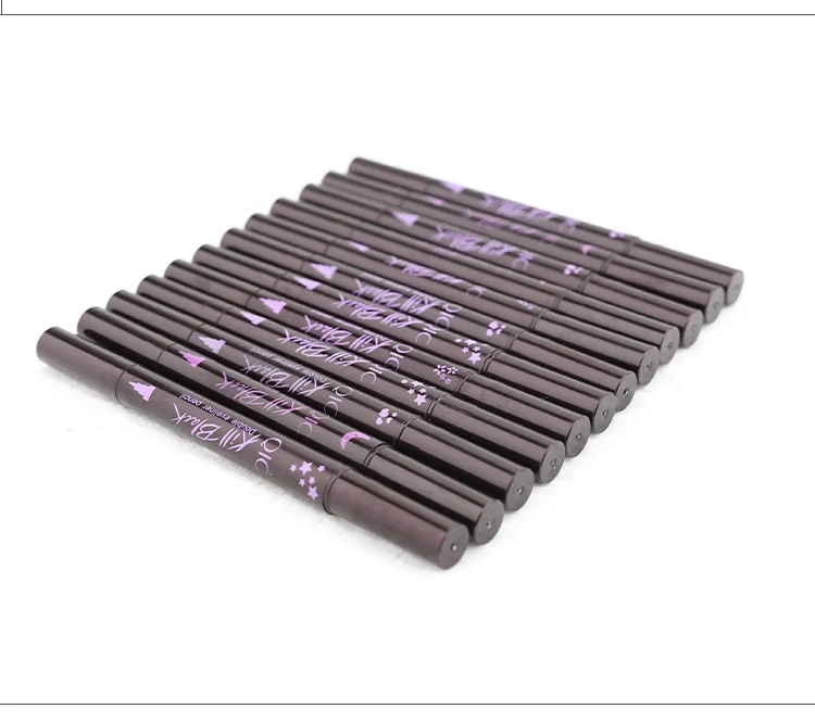 QIC Double-head Stamp Eyeliner Black Liquid Eyeliner Waterproof Tattoo Pen Makeup Tools 4 Styles of Stamp Star/Moon/Titoni/Heart