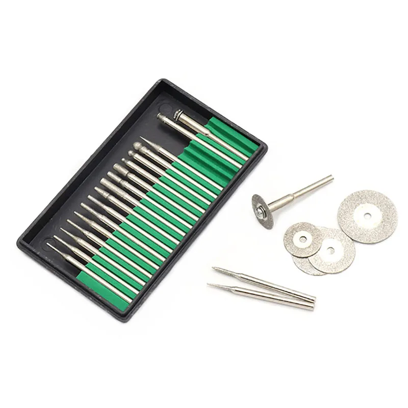

3mm Shank Diamond Burrs Set Drill Bit For Rotary Tool Precision Engraving Carving Grinding Tool With 5pcs Emery Cutting Disc