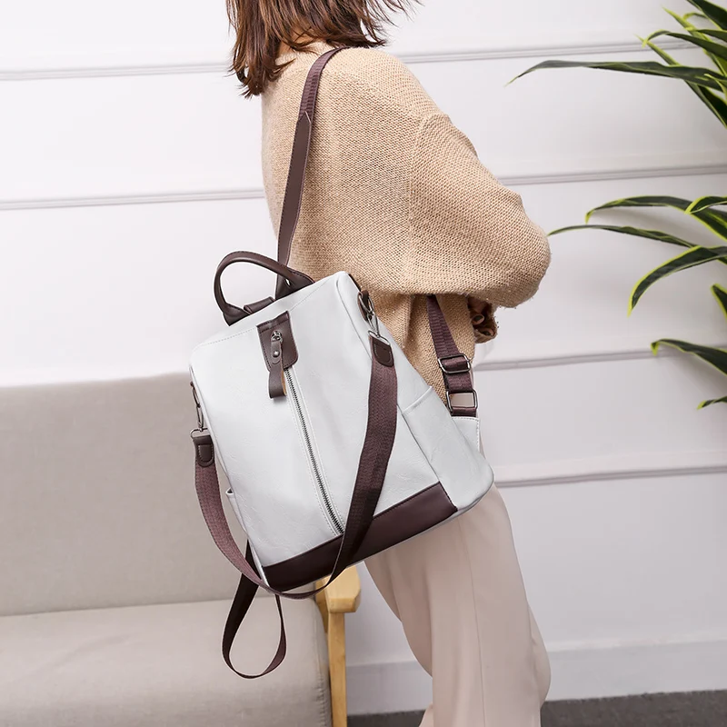 Toposhine, Противоугонный женский рюкзак, модный, простой, Одноцветный, школьная сумка из искусственной кожи, женские рюкзаки для девочек, женские сумки