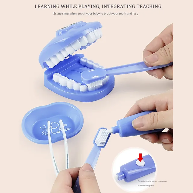 9 Piece Set Of Children's Oral Simulation Toy Dentist Examines Tooth Model Children Doctors Role Play Simulation Learing Toys 2