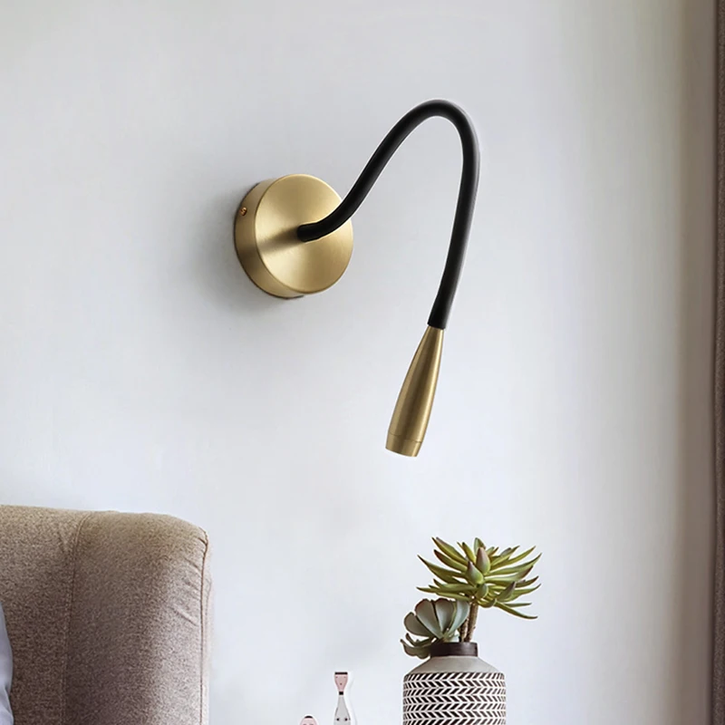 

Nordic Copper LED Wall Lamps Indoor Home Decor Sconces Bedroom Light Fixture Bedside Living Room Aisle Corridor Stair Wall Light