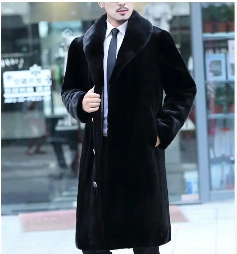 S/6Xl мужское зимнее осеннее меховое пальто, длинное повседневное Мужское пальто из искусственного меха, однобортное меховое пальто Casaco Pele Homem Cj68