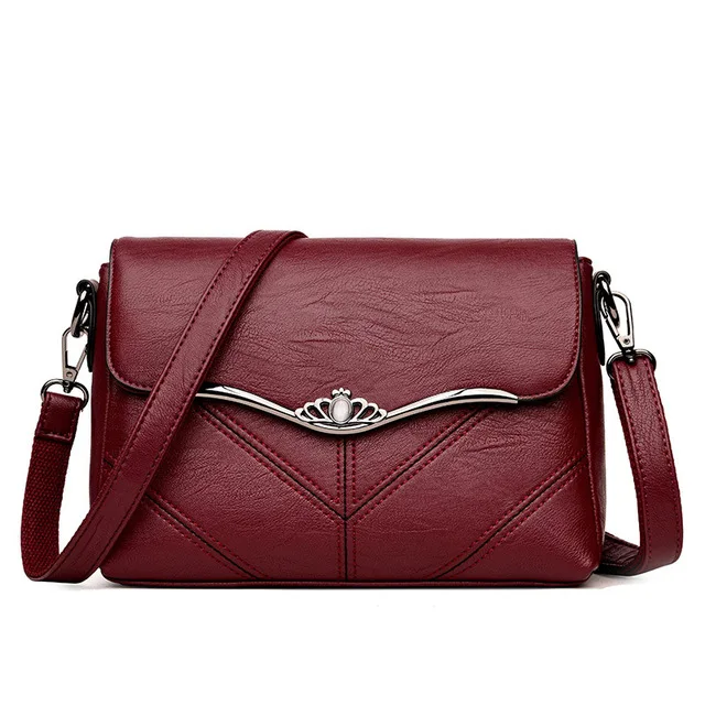 Модная брендовая кожаная сумка-мессенджер, женская сумка-мессенджер, женская сумка через плечо, женские модели bolsa, женская сумка - Цвет: wine red