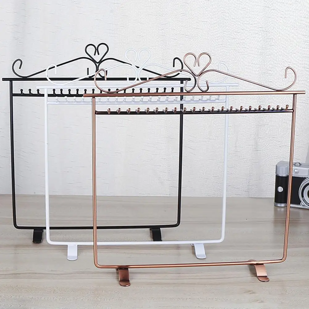 Vintage Heart Design Jewelry Hanger Necklace Earring Durable Metal Rack Display Stand Holder Lightweight Storage Organization