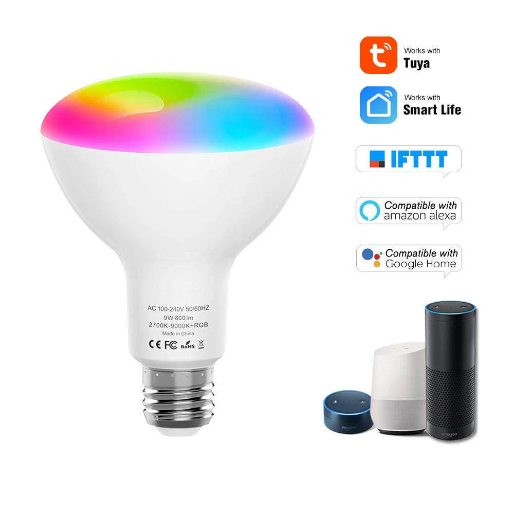B22 E26 E27 Tuya Wifi Smart LED Bulb 11W Intellegent Lighting Dimmable RGB+W LED Lamp App Control For Amazon Alexa Google Home