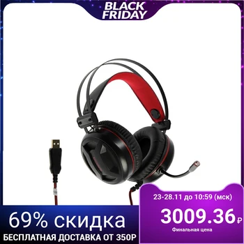 

Headphones Redragon Minos, gaming, full-size, microphone, USB, 2 m, black-red 4991413