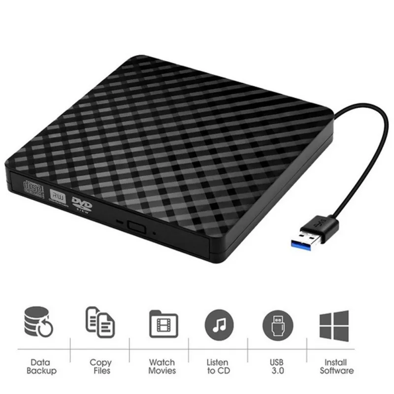 

New for USB 3.0 External DVD Burner Writer Recorder DVD Optical Drive CD/DVD ROM Player for MAC OS Windows XP/7/8/10 ABS Plastic