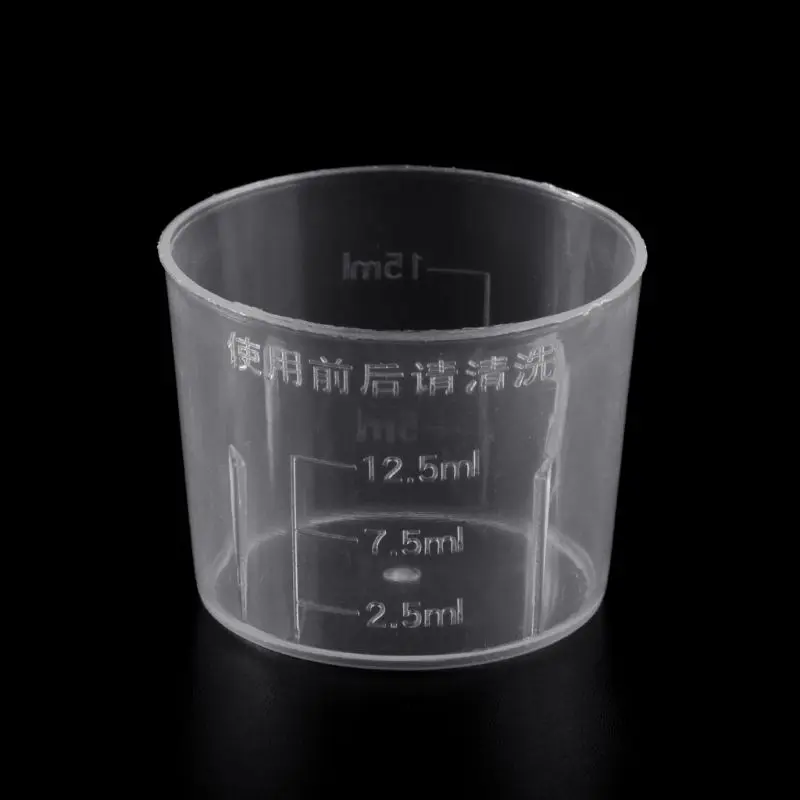 10Pcs 15ml Clear Plastic Measuring Cup Graduated Measure Beaker Measuring Cups For Lab