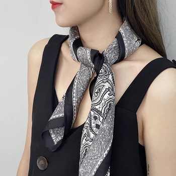 

Silk Scarf Spring Autumn Winter New Arrival Floral All Match Square Silk Scarf Korean Style Multifunction Silk Scarf