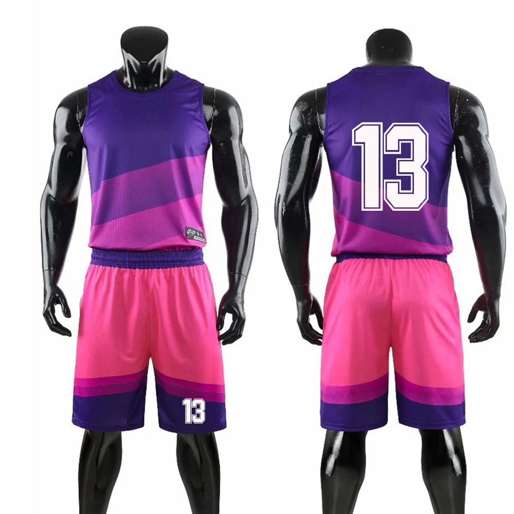 Мужские и женские баскетбольные Трикотажные изделия, форма, дышащая, с отворотом, баскетбольный спортивный комплект, майки, рубашки, шорты, Быстрый заказ - Color: Number 13