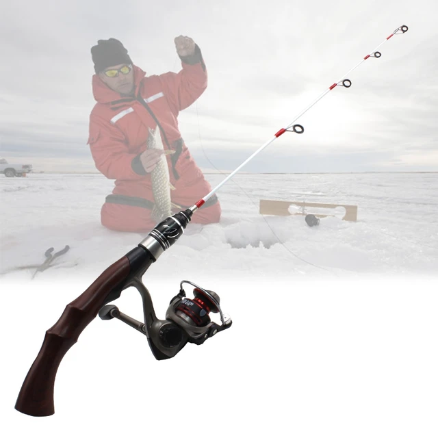 NEW hardwood Ice fishing rod and mini 500 reel set winter Fishing tools 63cm  118g 2 Section Carbon Fiber carp fishing rod - AliExpress
