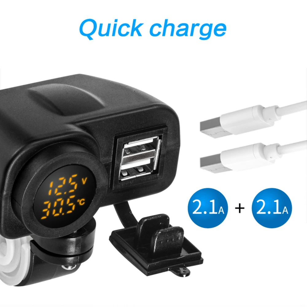 Зарядное устройство для мотоциклов с двумя USB портами и функцией быстрой