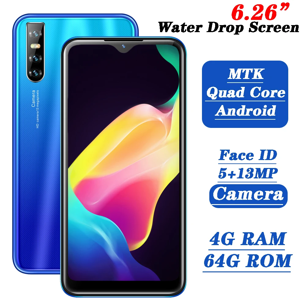 K10 Android 2SIM мобильный телефон 4 ГБ ОЗУ 64 Гб ПЗУ четырехъядерные смартфоны 6 26