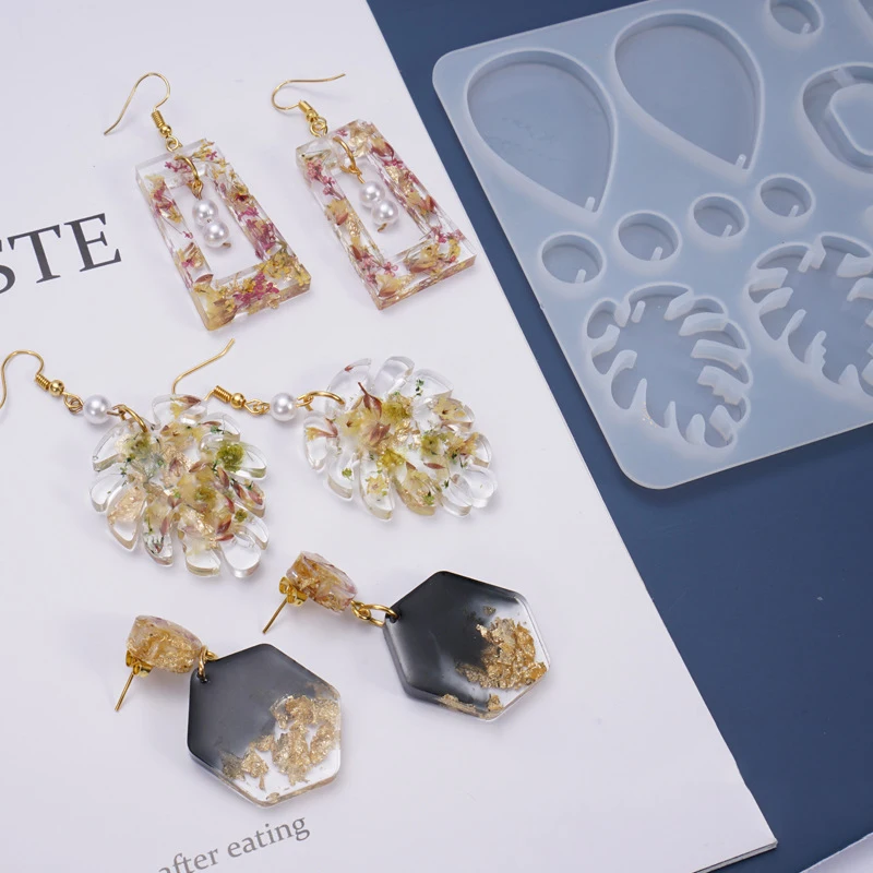 

DIY Earring Pendant Silicone Mold Crystal Hollow Flower Epoxy Resin Mold Keychain Jewelry Making Tools Handmade Crafts