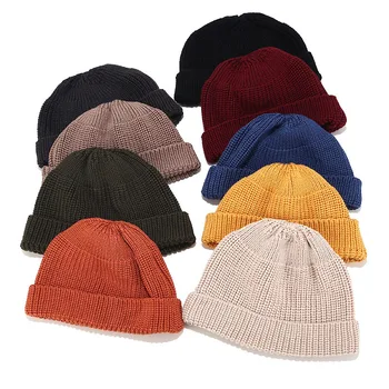 

Autumn and winter new style adult's hat solid color knitted hat Skullies cap beanie hat wholesale for men and women 01