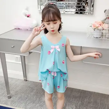 

3-14 Years Kids Pajamas for Girls Summer Children Sleepwear 2PCS Cotton Animal Pyjamas Toddler Girl Clothing Sets Pijamas 6 8 10