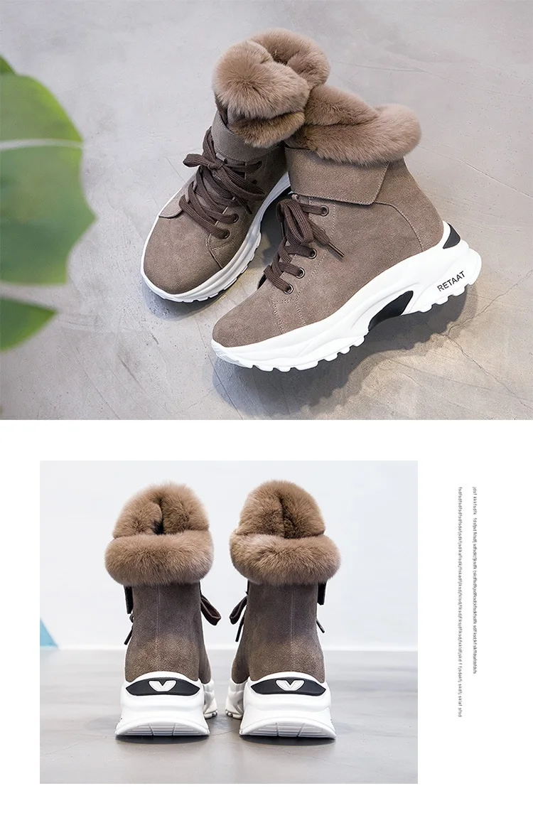 Fletiter/; женские ботильоны; женские зимние ботинки на платформе; теплая зимняя обувь из искусственного меха на толстом плюше; Водонепроницаемая нескользящая обувь