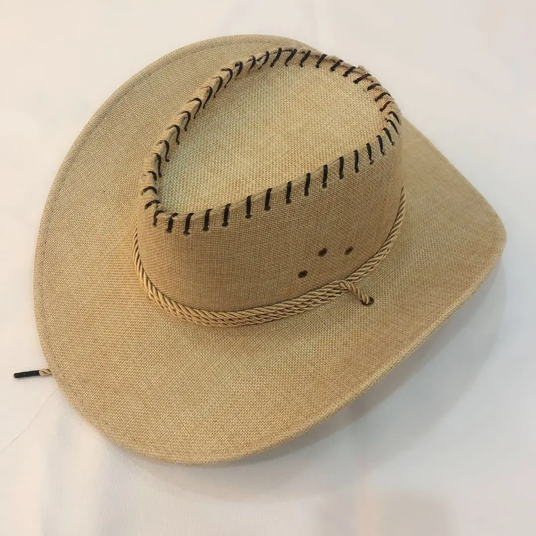 Cowboy hat imitation hemp western cowboy hat men's rider hat панама fedora hat Panama rope accessories 2