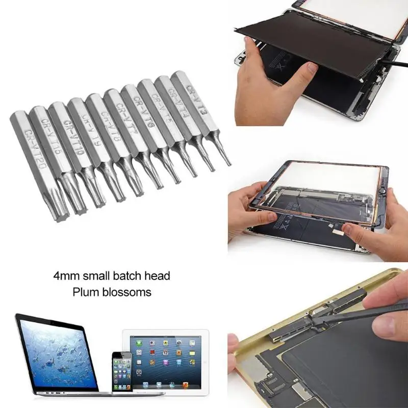10pcs CR-V Torx Dril Bit Set Security Tamper Proof Magnetic Screwdriver Dril T3 T4 T5 T6 T7 T8 T9 T10 T15 T20 Mobile Repair Bit