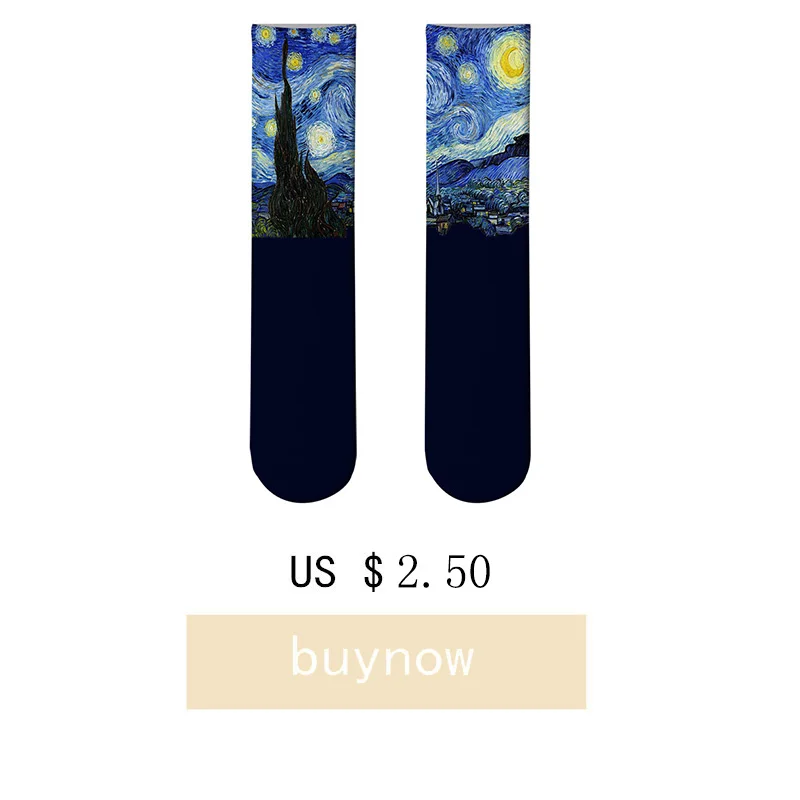 New Style Oil Painting Eiffel Tower Art Socks Men Women Pure Cotton Harajuku Retro Pastoral Scenery Happy Long Tube Funny Socks
