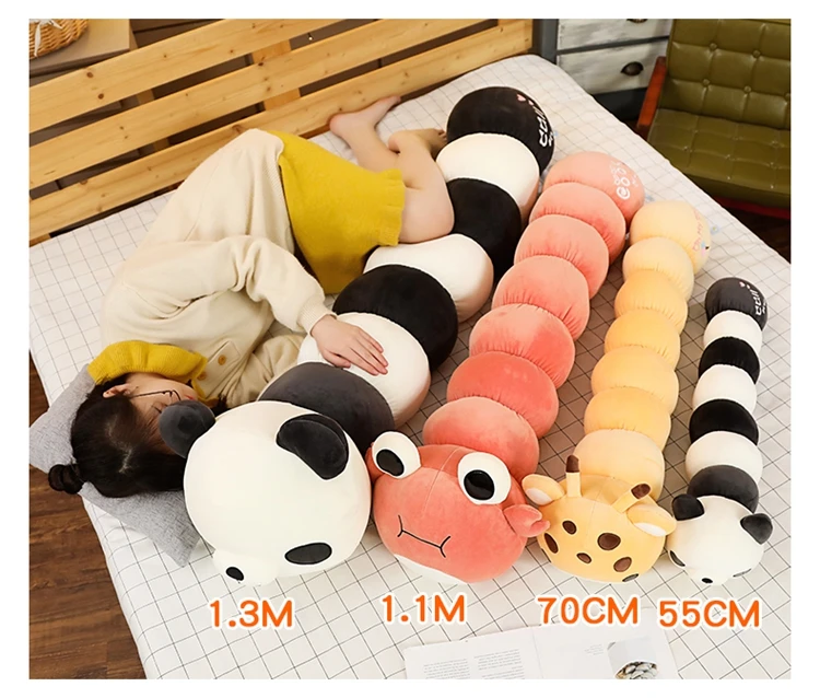 new cute caterpillar plush toy girl holding doll bed sleeping long pillow animal panda deer toy 51inch 130cm (6)