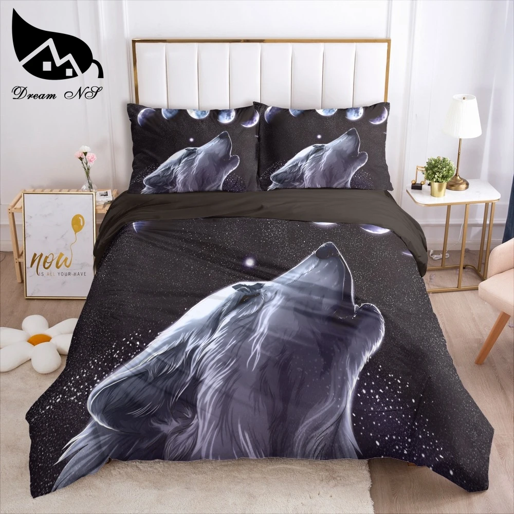 

Dream NS High Precision Print White Wolf Totem roupa de cama Bedding Home Textiles Set King Queen Bedclothes Duvet Cover Bedding