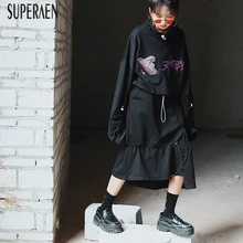 SuperAen весна новые женские юбки сплошной цвет Дикие повседневные женские юбки нестандартные юбки с завязками женские