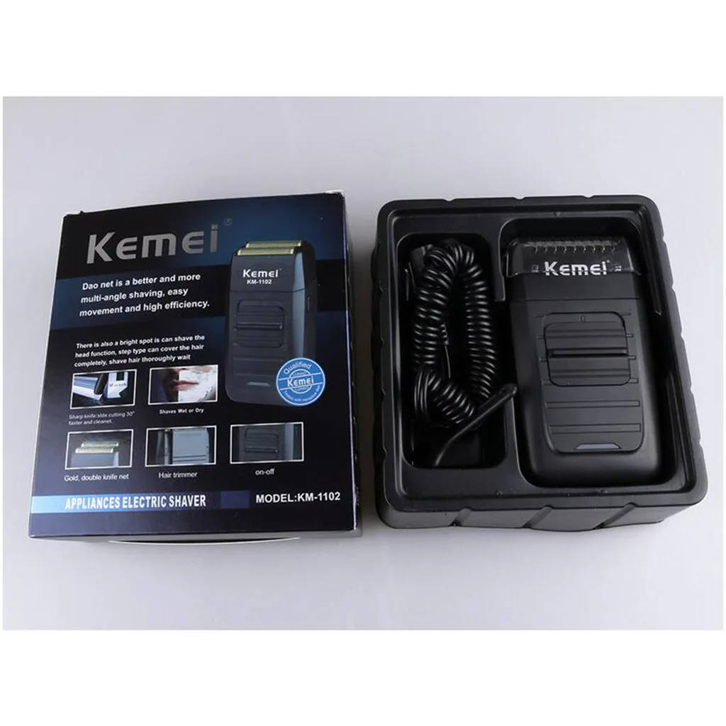 Kemei Portable Rechargeable Cordless Razor Electric Shaver Professional Mini Reciprocating Twin Blade Trimmer for Men Face Care
