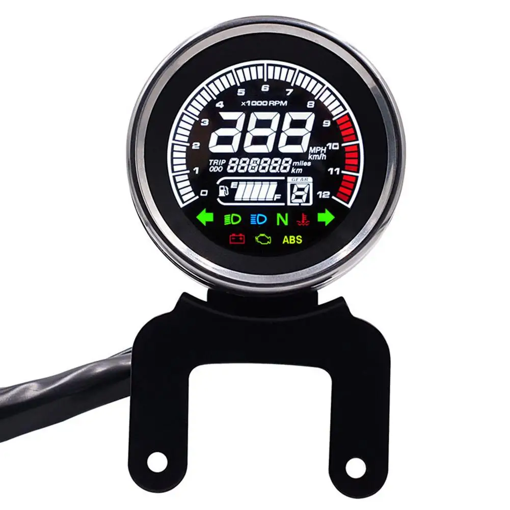 12V мотоцикл Многофункциональный Полный инструмент 12000 об/мин ЖК-дисплей Тахометр универсальный цифровой одометр, спидометр, тахометр