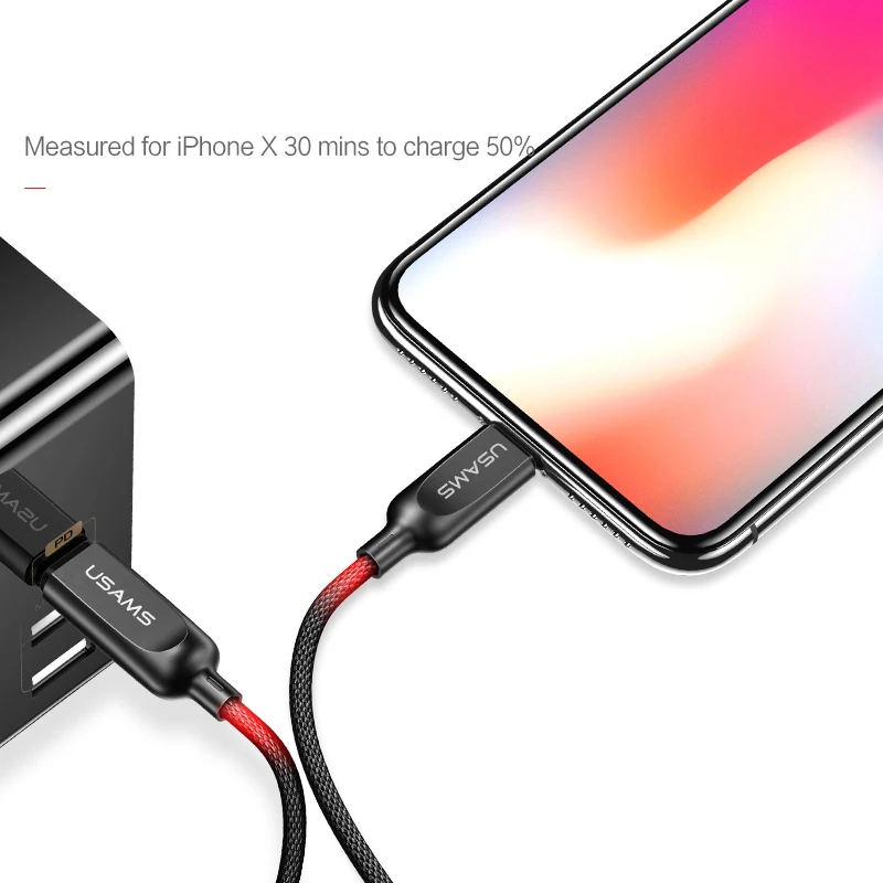 USAMS USB 18 Вт type C для освещения PD кабель для быстрой зарядки для iPhone X 8 7 6 type-C до 8-контактный кабель для синхронизации USB для iOS 8 9 10 11 шнур