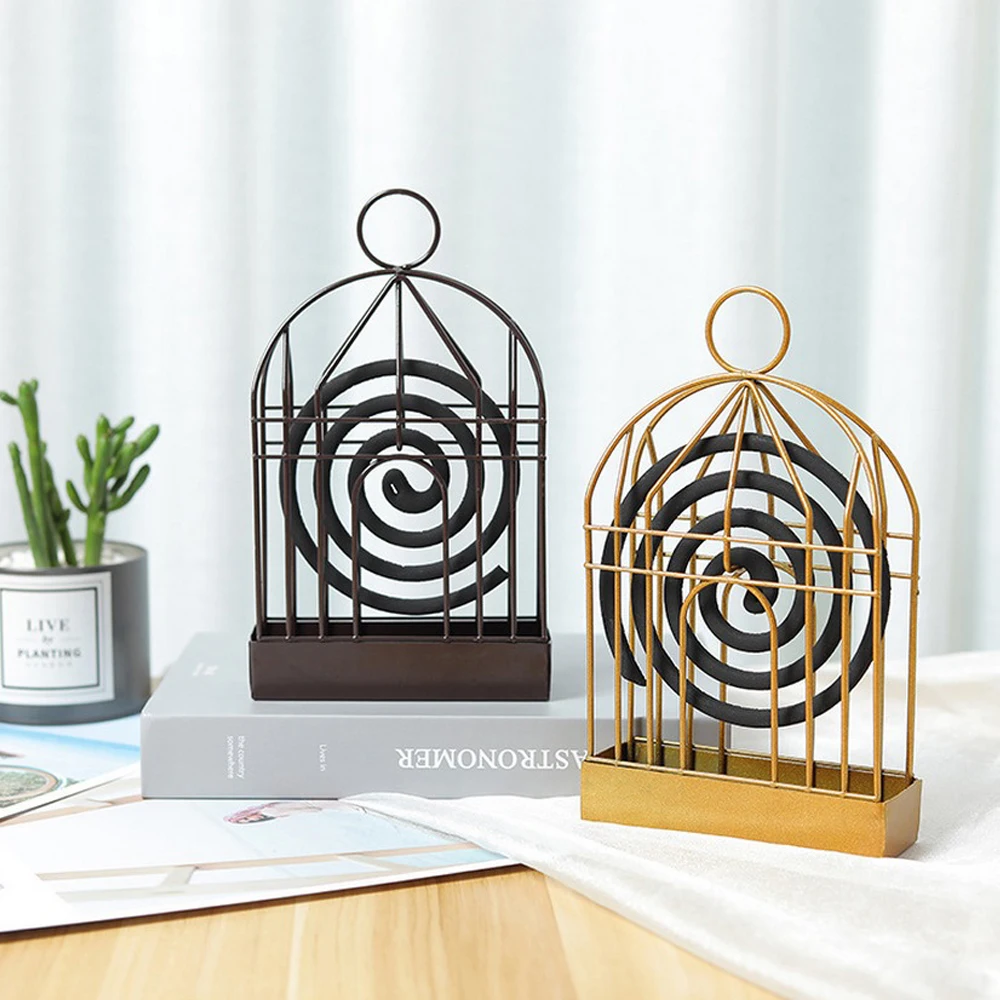 Nordic Gold Birdcage Mosquito Coil Holder Summer Days Iron Mosquito Repellent Incenso Rack Plate Decorazione Della Casa