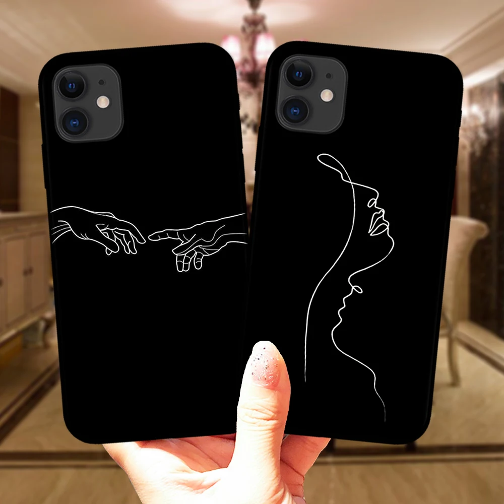 Mona Lisa Art David Girl Lines Black Silicone Phone Case Cover For iPhone 11 12 13 Mini Pro XS Max XR X 6S 7 8 Plus 5S SE 2020 | Мобильные