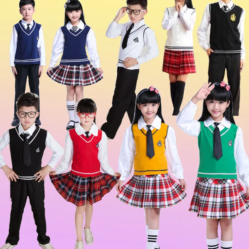 

Children's School Uniform Clothing and Long sleeve Chorus of primary School Students Reading British student school uniforms