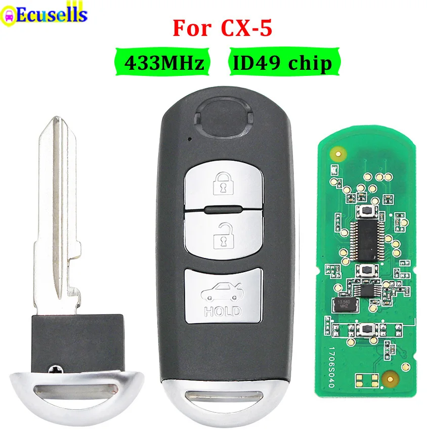 New For Mazda CX 5 Smart Keyless Entry Remote Key Fob 3 Button 434Mhz