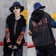 Long Sleeves Letter Printing Hoodies Loose Sweatshirt With Hat Loose Pullover And Tops Female Highstreet Tops Long Sleeves Letter Printing Hoodies Loose Sweatshirt With Hat Loose Pullover And Tops Female Highstreet Tops