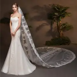 Bridal Veils Handmade 3M Lace Edge White Church Wedding Veil Long One-layer Women Ivory Cathedral Accessoires Mariage For Bride