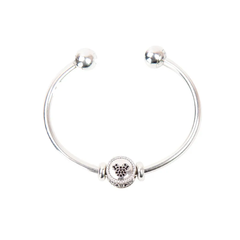 Серебро 925 пробы, модный креативный набор Микки, браслет, женский браслет-Шарм, сделай сам, ювелирное изделие