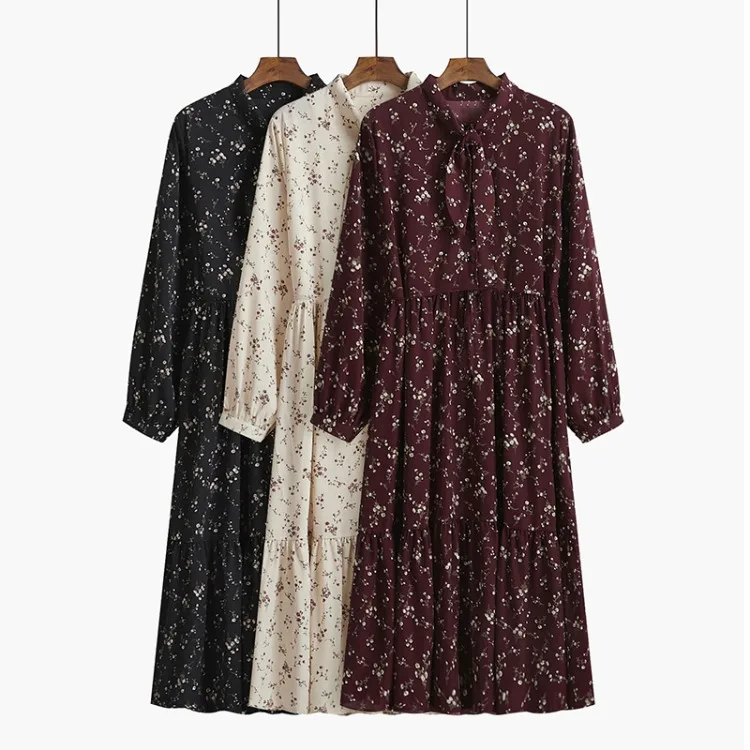 

Chiffon Shredded Dress Women's Long-sleeved Spring and Autumn 2020 New French Retro dress A-Line Regular