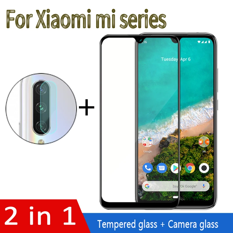 

2 in 1 Camera Tempered Protective Glass For Xiaomi mi A1 A2 A3 Lite Camera Lens Full Cover Tempered Glass Screen Protector Film