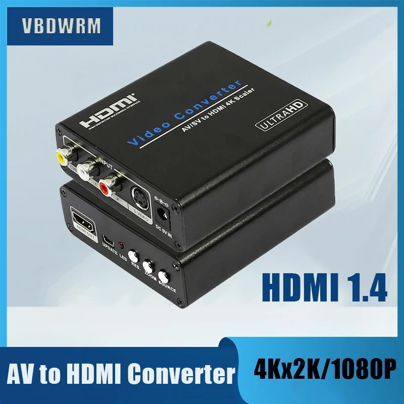Преобразователь видео AV/SV в HDMI 4K x 2K UHD композитные входы RCA S-видео @ 60 Гц |