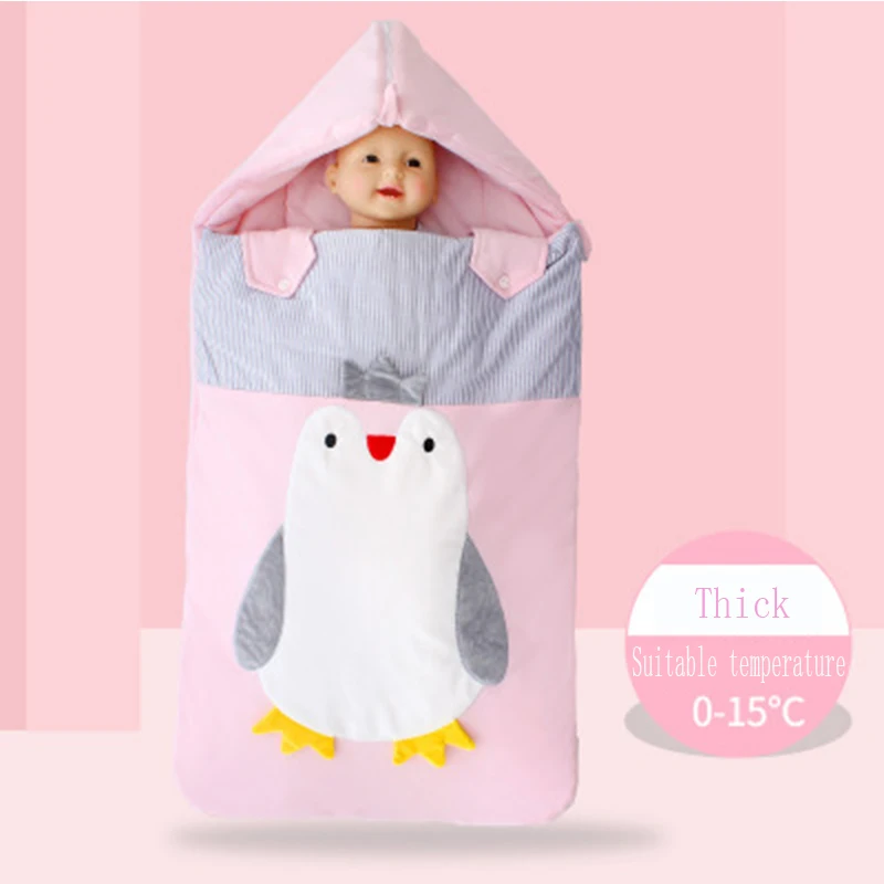 Детский спальный мешок для коляски осень зима теплый мягкий спальный мешок для ребенка розовый синий спальный мешок для новорожденных пеленать - Цвет: pink thick