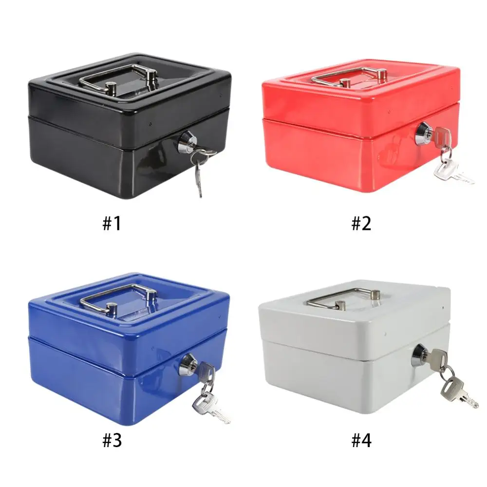 Caja Registradora de monedas, bandeja de inserción, cajonera de almacenamiento, Mini caja de seguridad portátil de acero con cerradura para dinero en efectivo