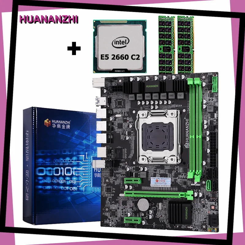 Best Price Build good computer HUANANZI X79 motherboard CPU RAM combos X79 LGA2011 CPU Intel Xeon E5 2660 C2 SROKK RAM 8G DDR3 REG ECC