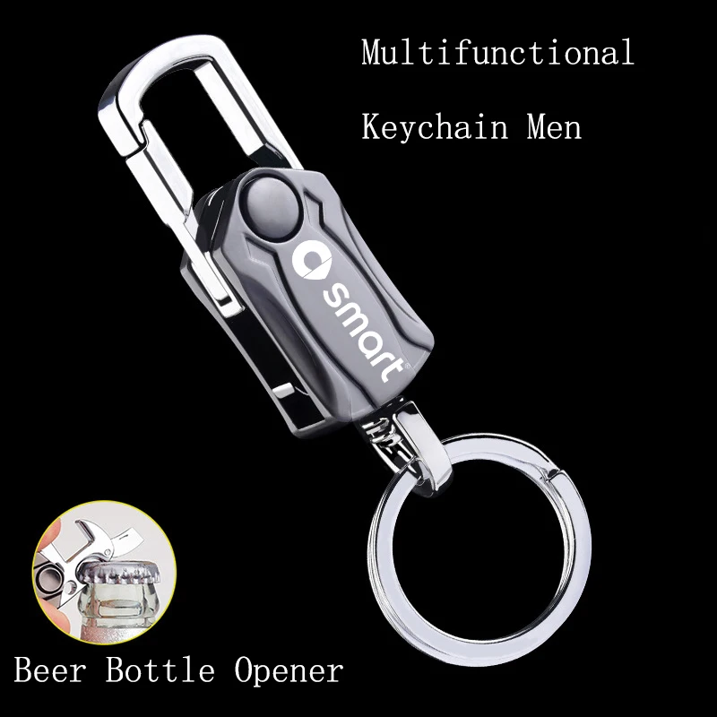 

Beer Bottle Opener Keychain Men Zinc Alloy Key Ring Car Play Keyring for Smart 451 brabus Smart fortwo 453 forfour Accessories