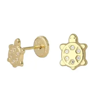 

Earrings yellow golden turtle shaped with zircons