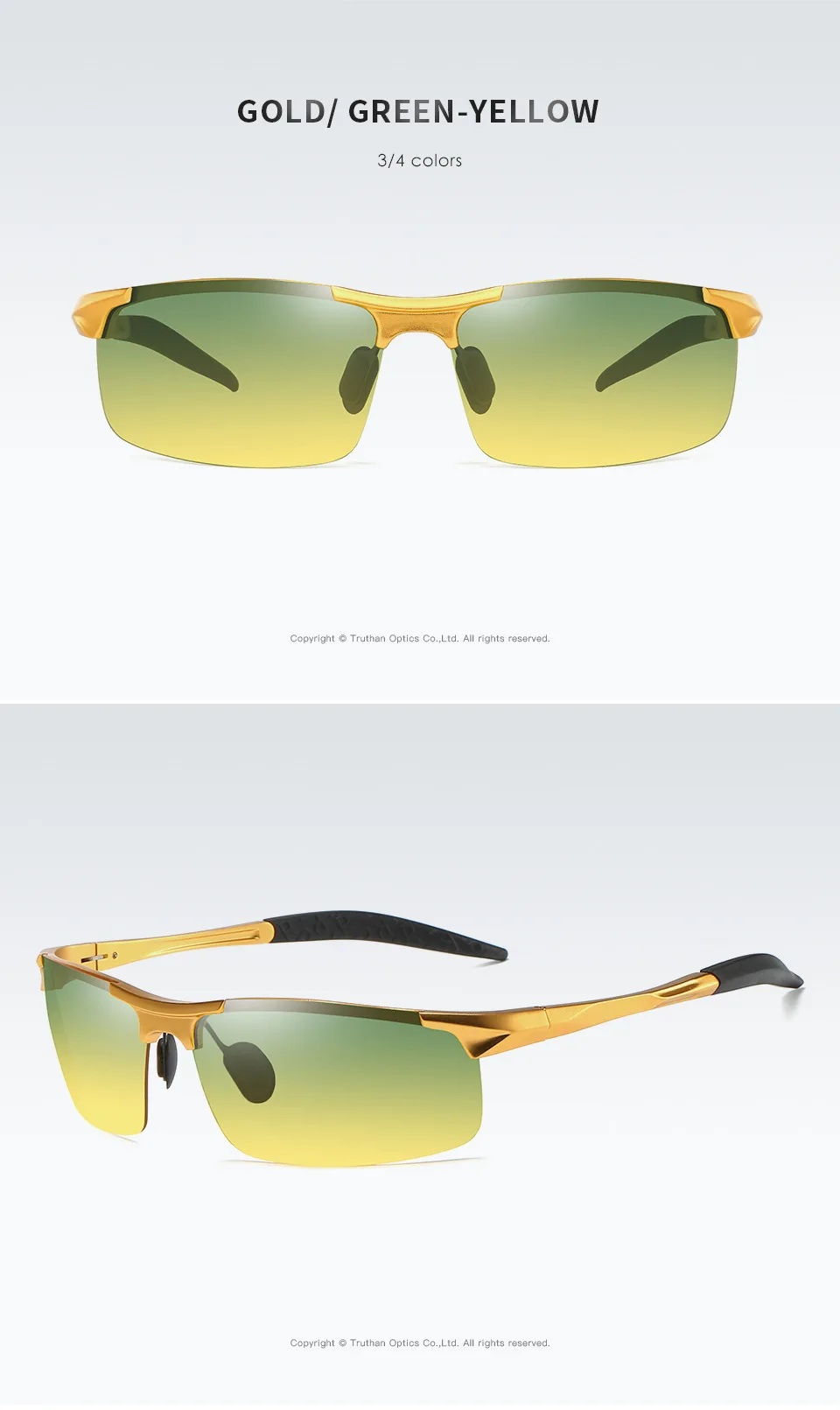 Mens Aluminum Sports Glasses for Driving Day and Night Vision Goggles Anti Glare Sunglasses with Gradient Polarized Lenses 5933